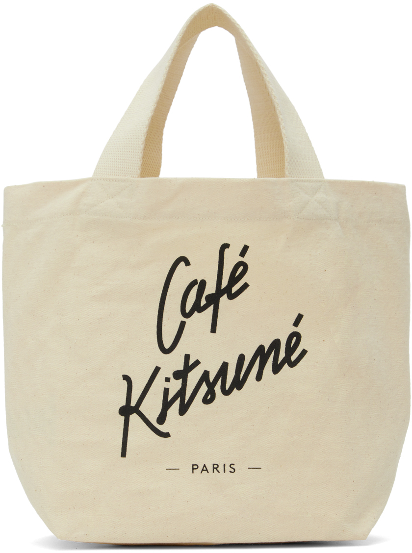 Maison Kitsuné: Beige Mini 'Café Kitsuné' Tote | SSENSE