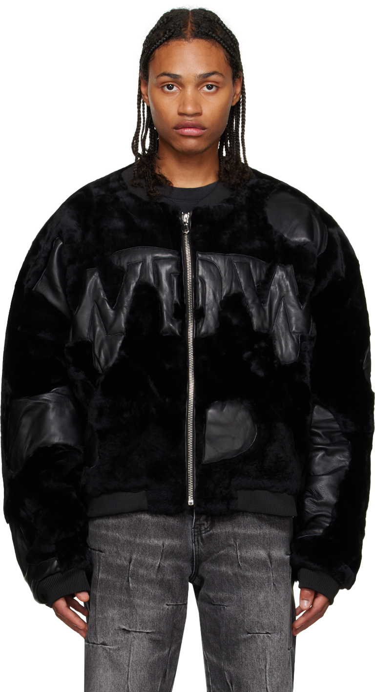 Black WDW Digi Shearling Bomber Jacket