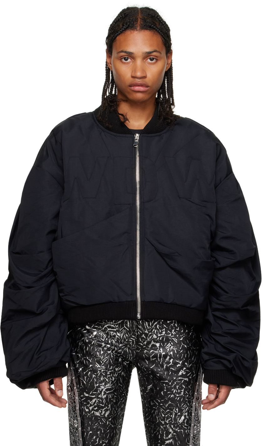 Who Decides War Black Draped Bomber Jacket In Coal