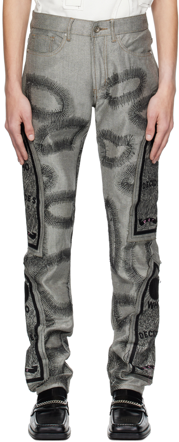 Who Decides War Men's Chrome Fusion Graphic Five-pocket Jeans In Silver