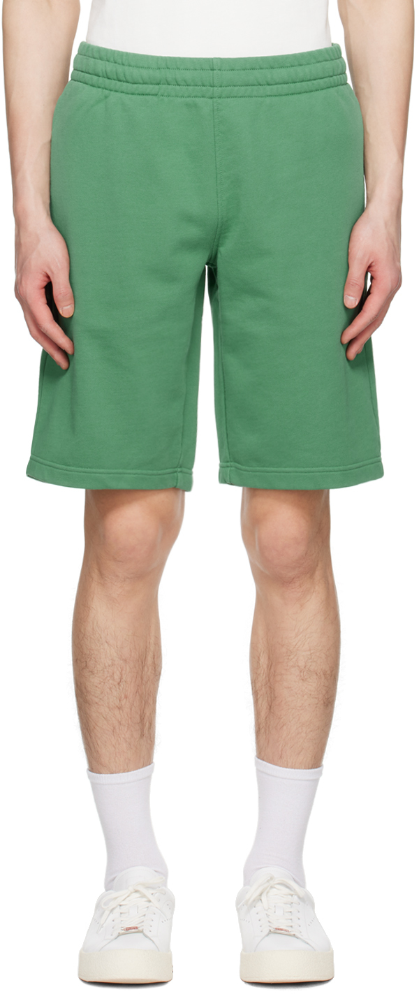 Maison Kitsuné Green Crest Shorts In P376 Tropical Green
