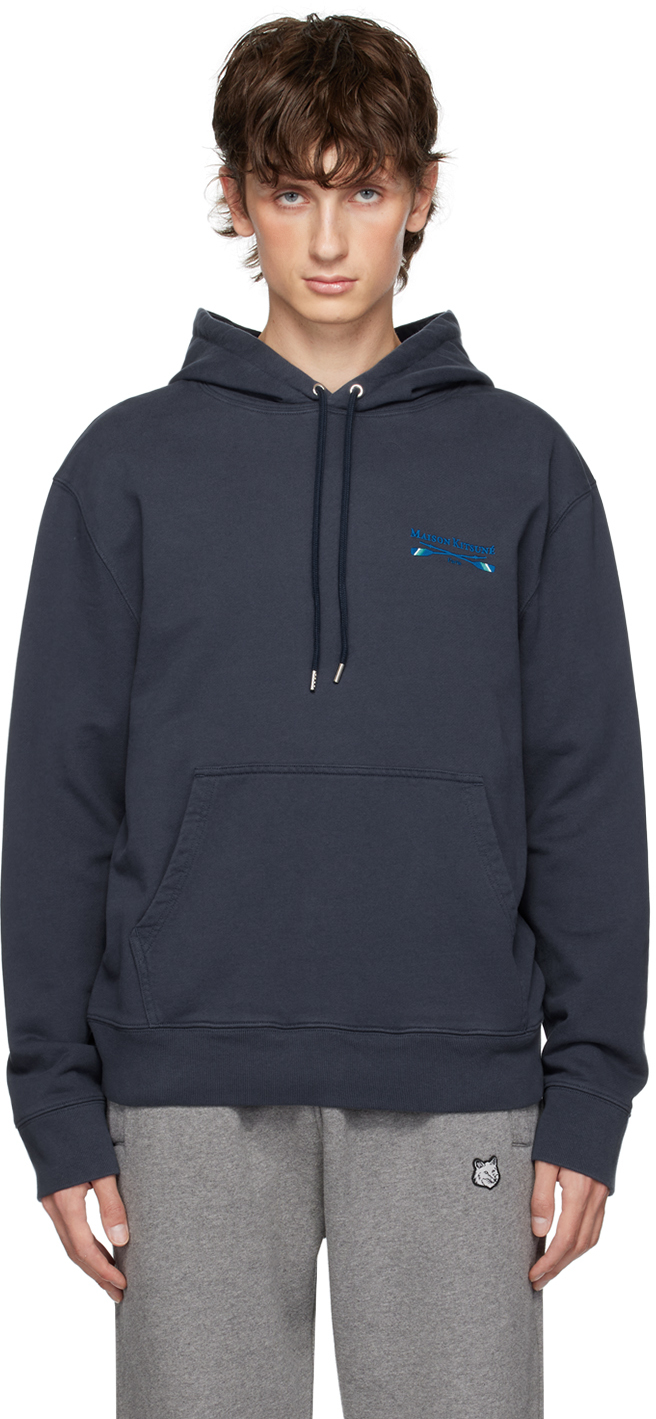 Maison Kitsuné Navy Embroidered Hoodie