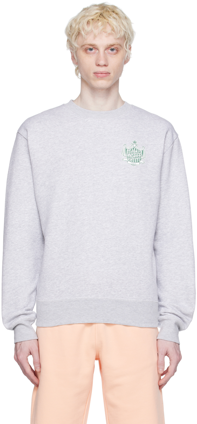 Maison Kitsuné Gray Hotel Olympia Edition Crest Sweatshirt In H120 Light Grey Mela