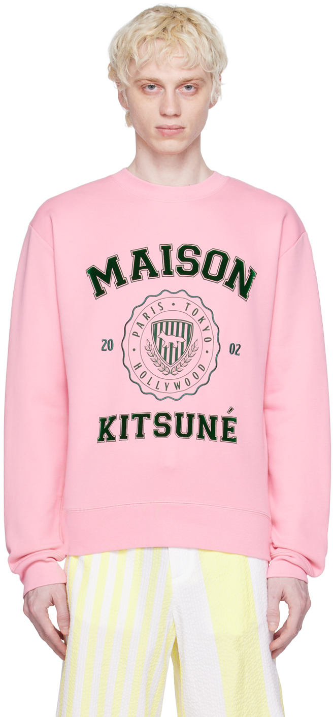 Maison Kitsuné Pink Hotel Olympia Edition Varsity Sweatshirt In P622 Strawberry