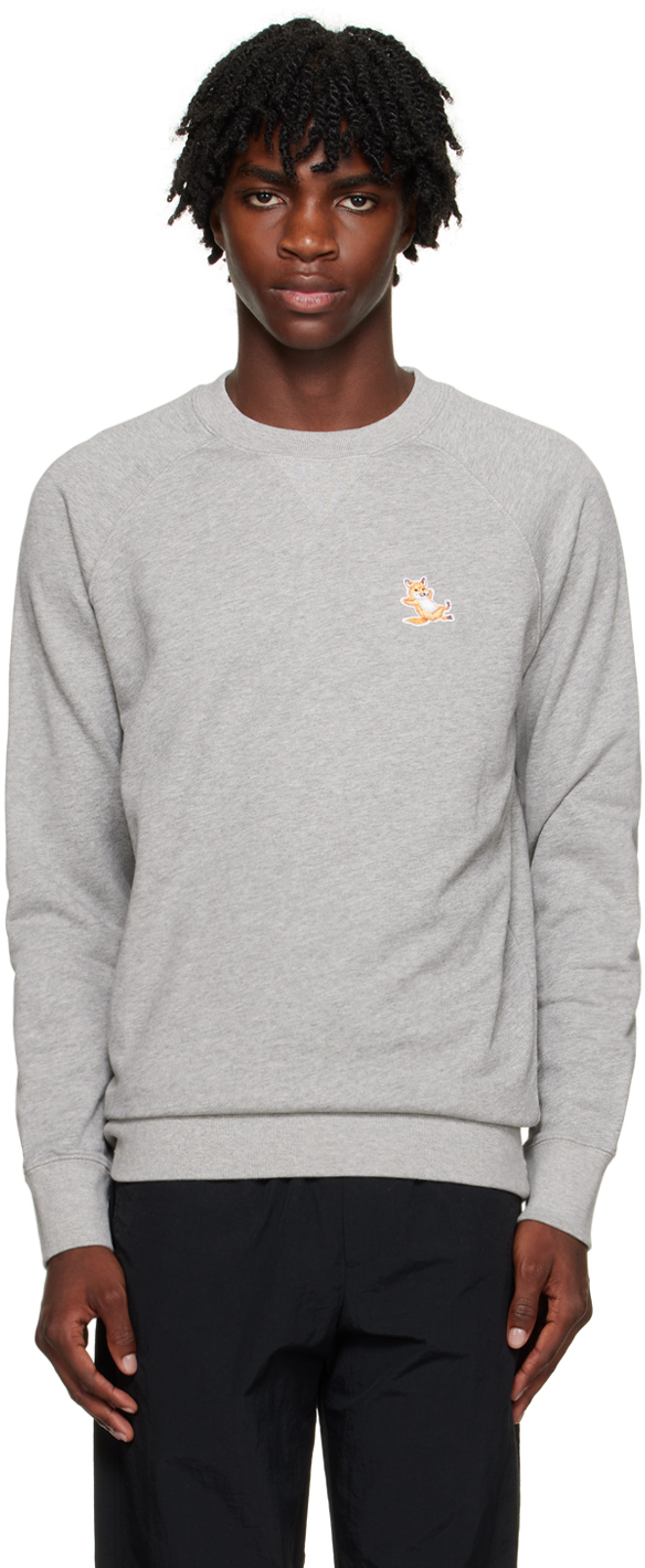 Maison Kitsuné Gray Chillax Fox Sweatshirt In H150 Grey Melange