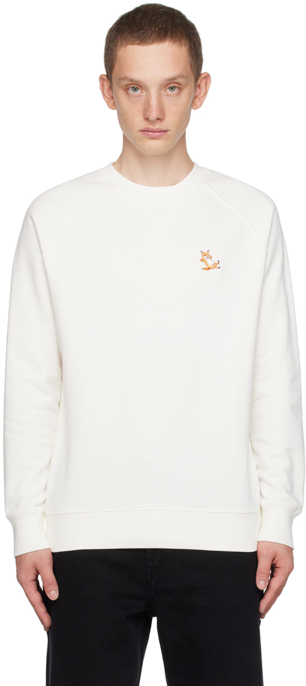 Maison Kitsuné Off-white Chillax Fox Sweatshirt In P700 Ecru