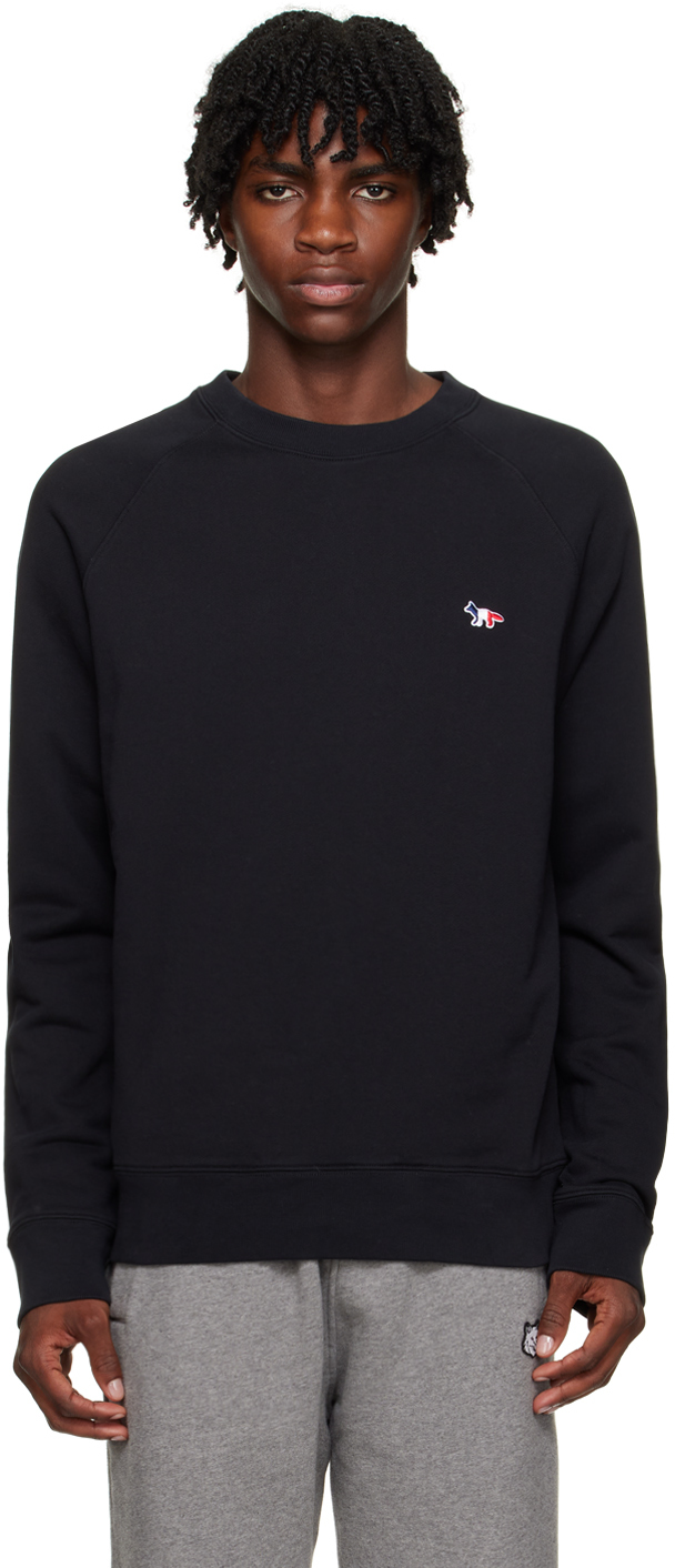 Maison Kitsuné Black Tricolor Fox Sweatshirt In P199 Black