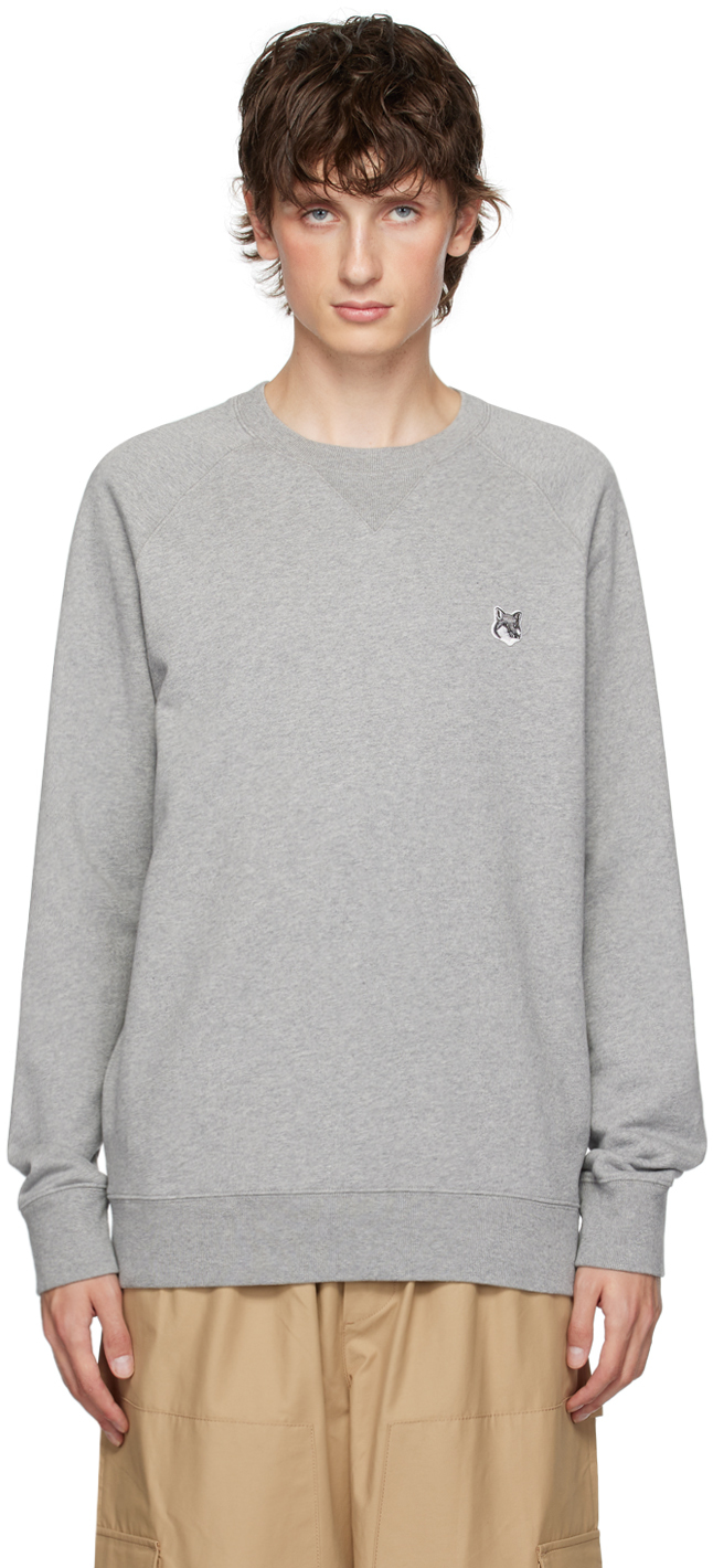 Gray Fox Head Sweatshirt by Maison Kitsuné on Sale