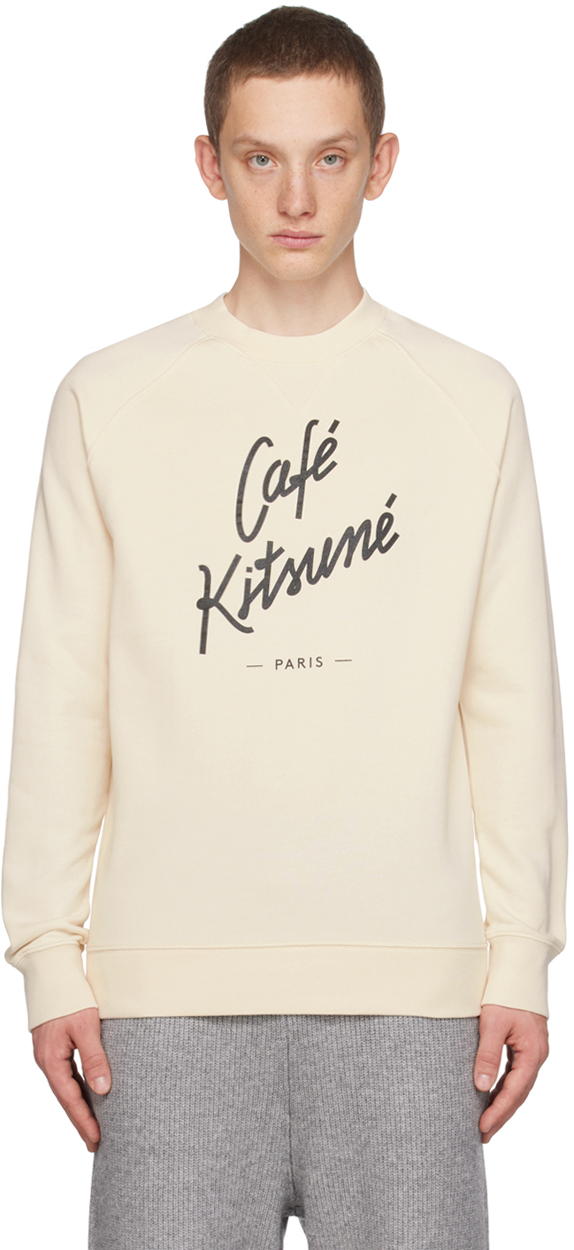 Maison Kitsuné Off-white 'café Kitsuné' Sweatshirt In Lt Latte