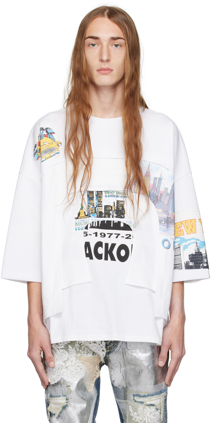 WHO DECIDES WAR WHITE ARCHED COLLAGE SWEATSHIRT