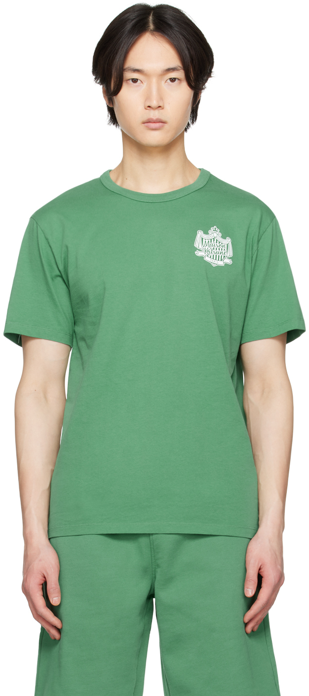 Maison Kitsuné Green Crest T-shirt In P376 Tropical Green