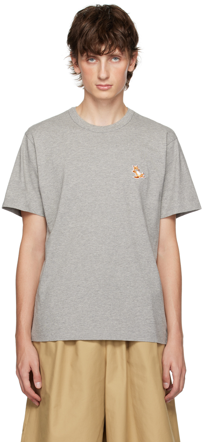 Gray Chillax Fox T-Shirt by Maison Kitsuné on Sale