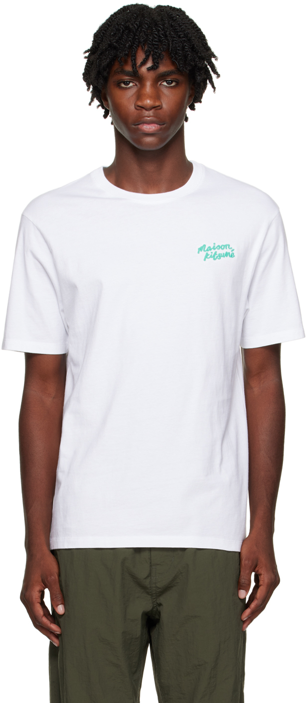 Shop Maison Kitsuné White Handwriting T-shirt In P100 White