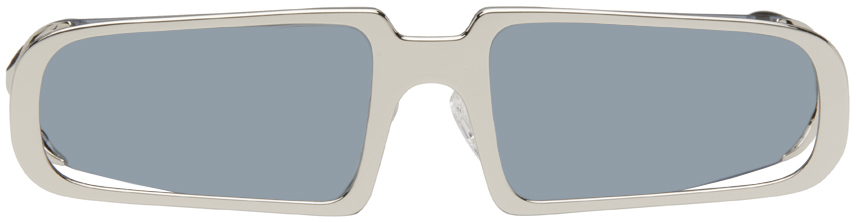 Henrik Vibskov Silver Link Sunglasses In Black Silver