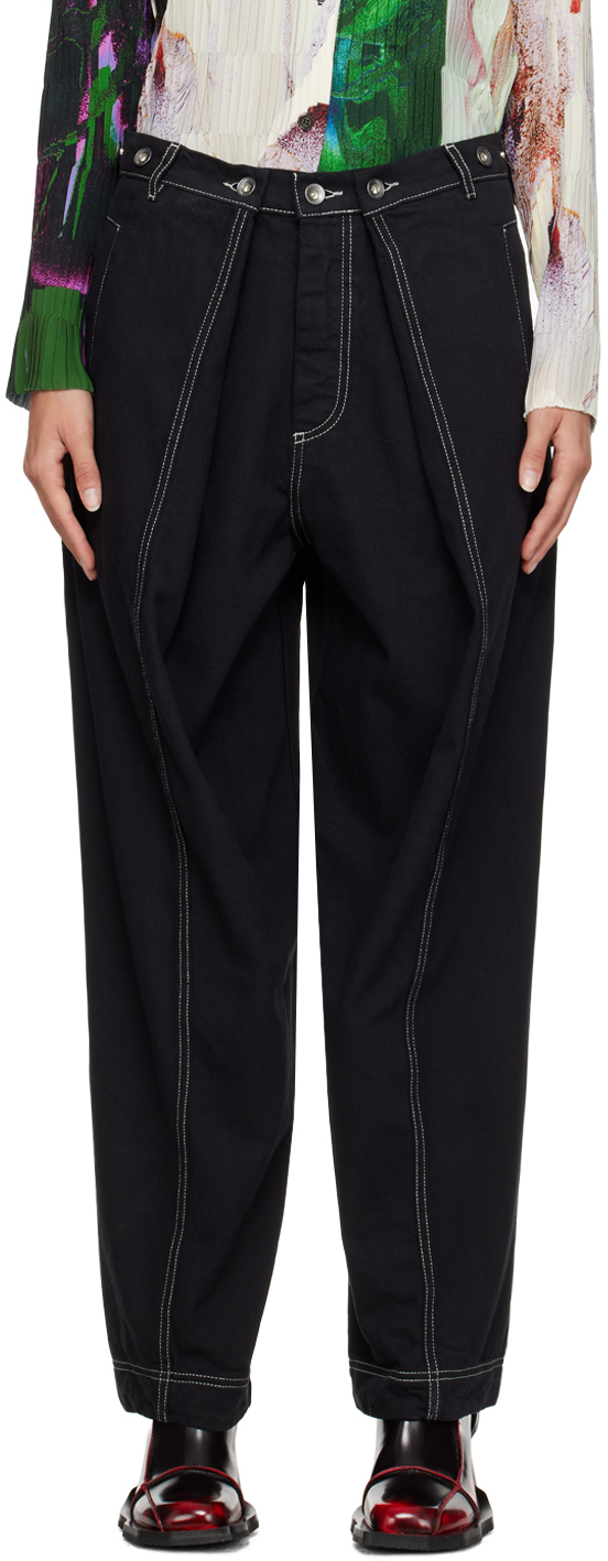 Henrik Vibskov Canned Box-pleat Tapered Trousers In Caviar