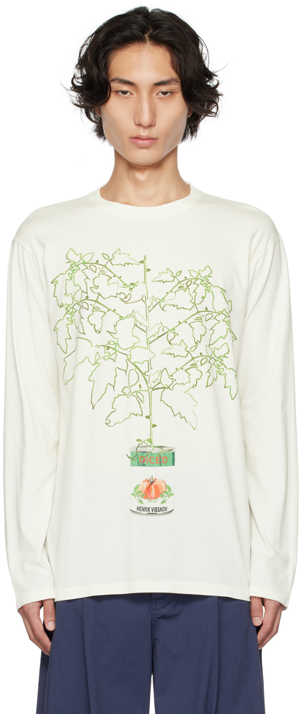 Henrik Vibskov Off-white Canned Tree Long Sleeve T-shirt In 150, Ecru