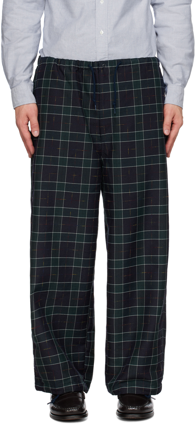 Buy Men Navy Check Slim Fit Formal Trousers Online - 610094 | Peter England