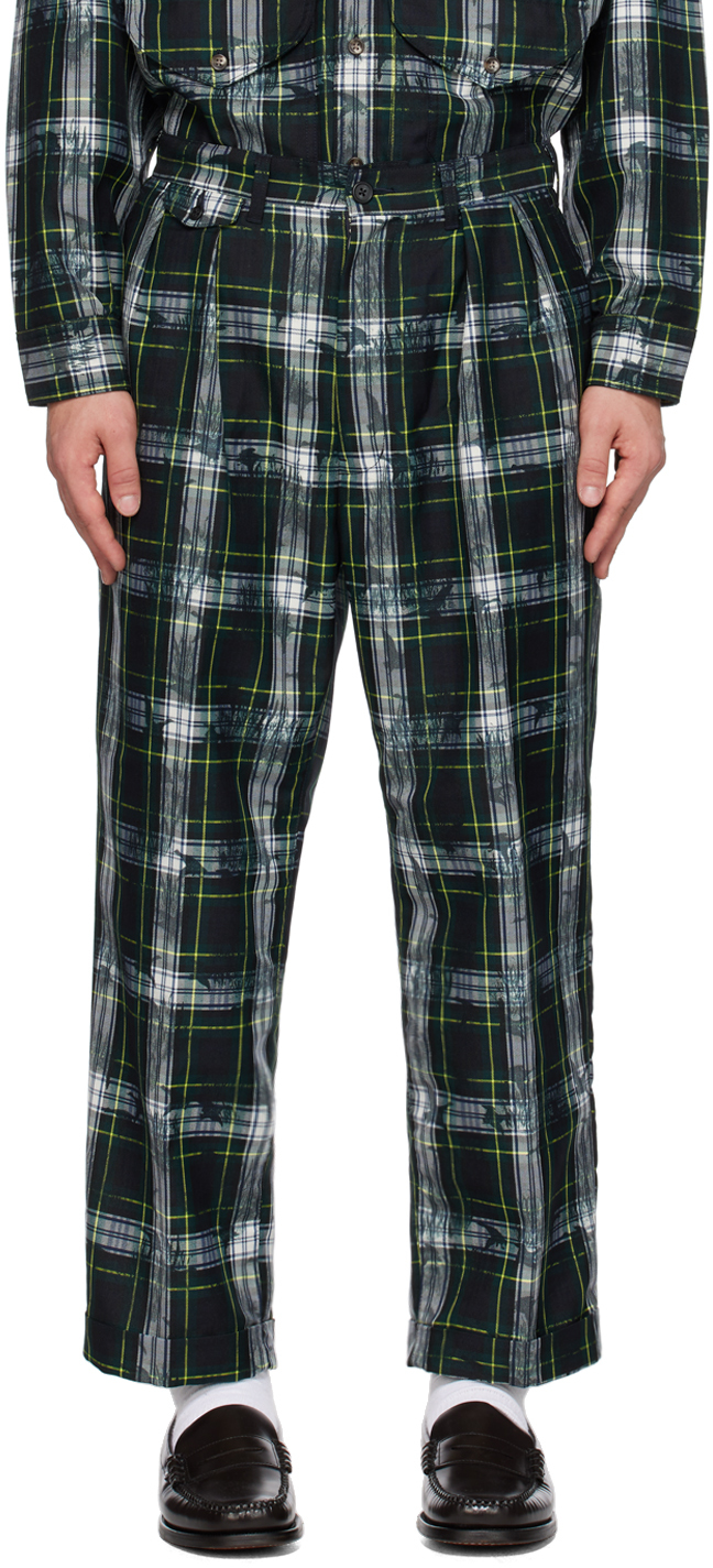Navy & Green Check Trousers