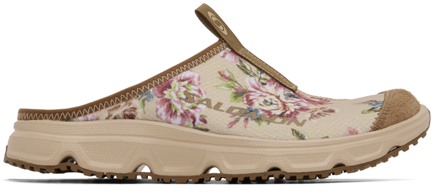 BEAMS PLUS: Beige Salomon Edition RX Slide 3.0 Flowers Slippers