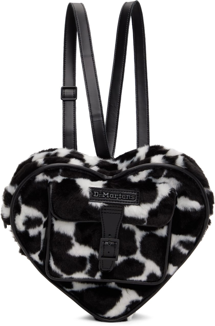 Dr. Martens Faux-Fur Heart Backpack - Black/white/cow Print