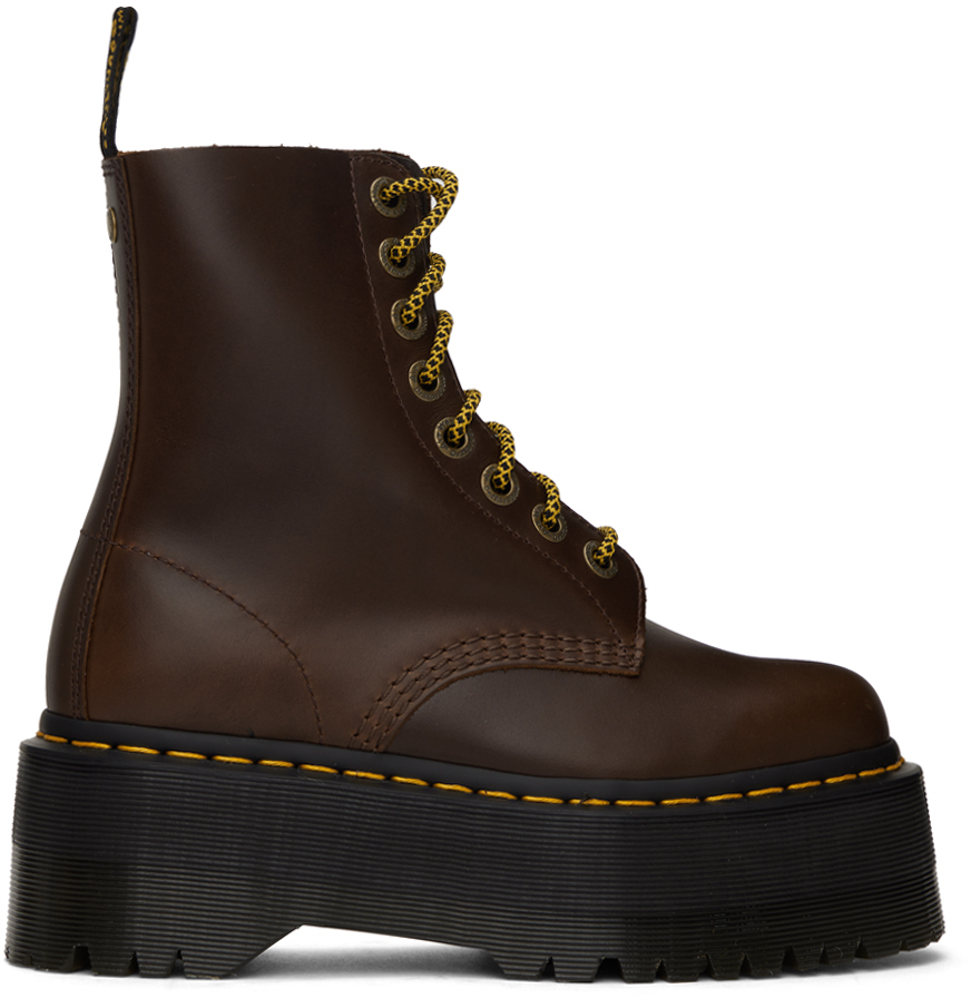 Dr. Martens' 1460 Pascal Max Boots In Dark Brown Classic P