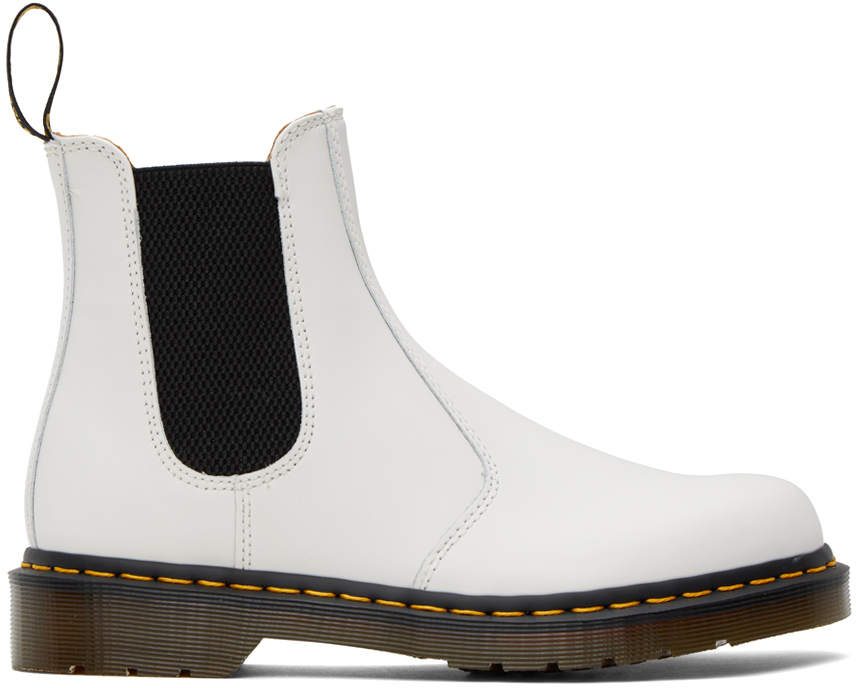 Dr. Martens' White 2976 Chelsea Boots In White Smooth