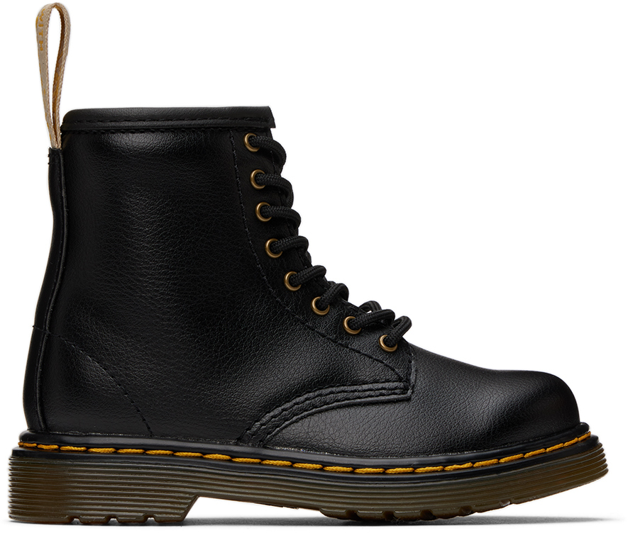 Dr. Martens' Baby Black Vegan 1460 Boots In Black/gunmetal Tumbl
