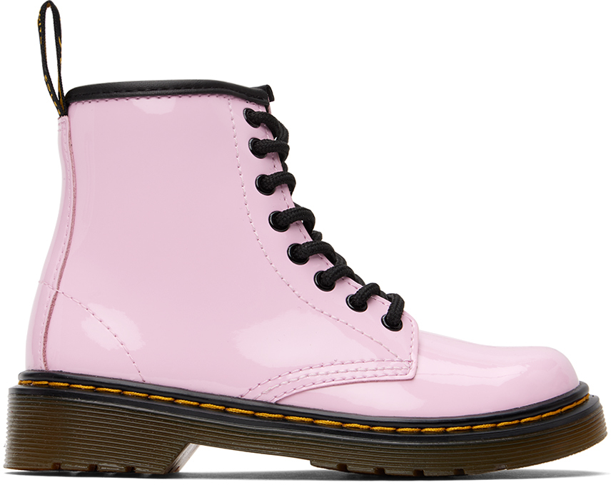 Dr. Martens' Kids Pink 1460 Big Kids Boots In Pale Pink Patent Lam