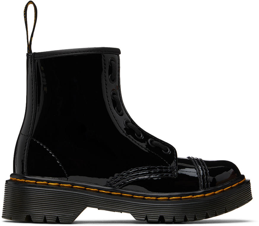 Dr. Martens' Kids Black Sinclair Bex Big Kids Boots In Black Patent Lamper