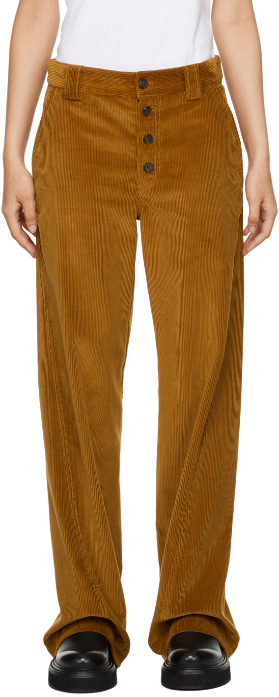 Commission Tan Twisted Trousers In Amber