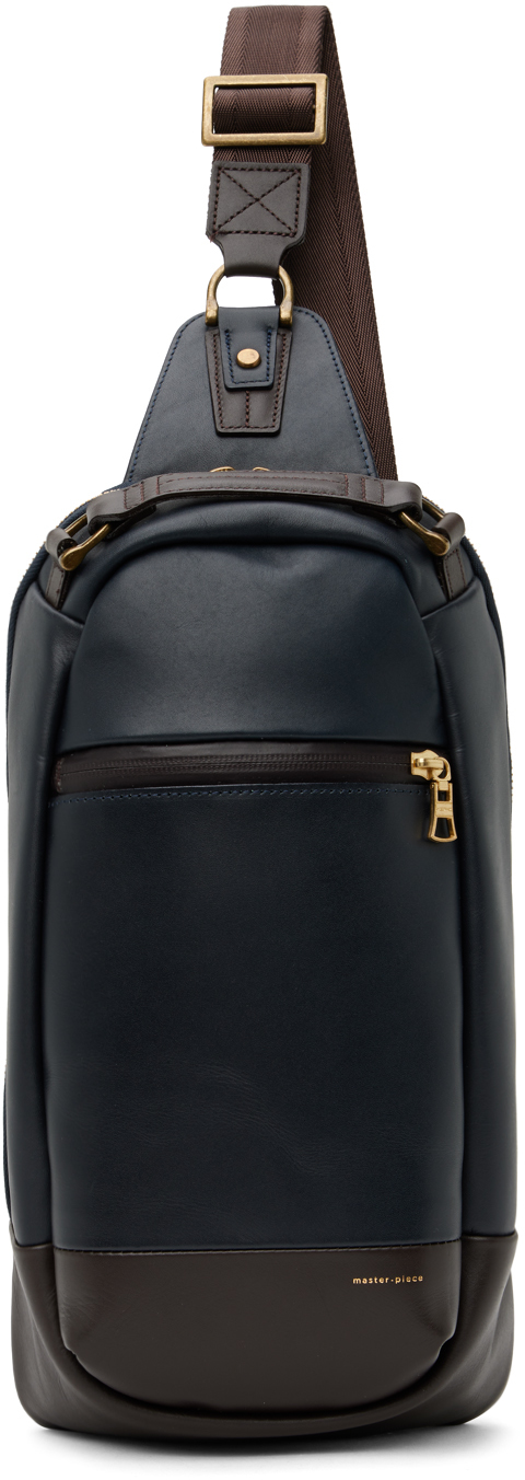 Navy & Brown Gloss Sling Backpack