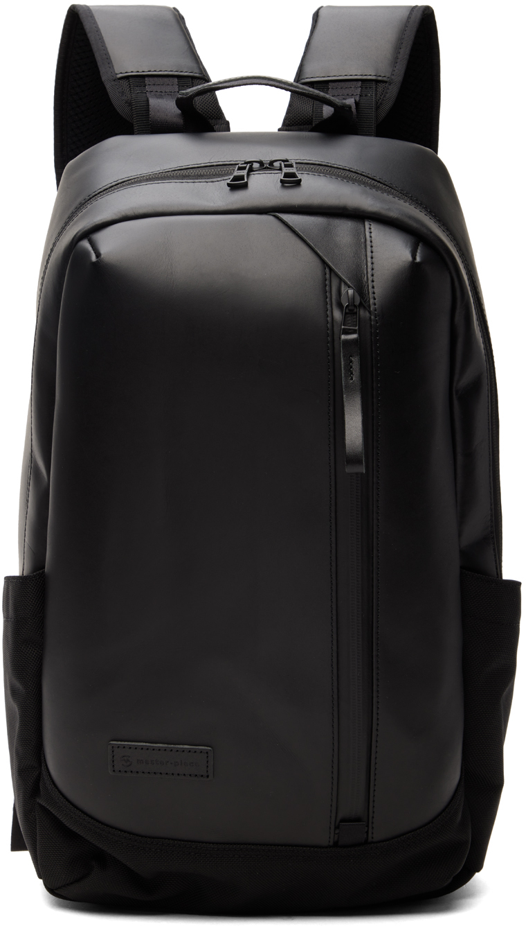 Black Slick Leather Backpack