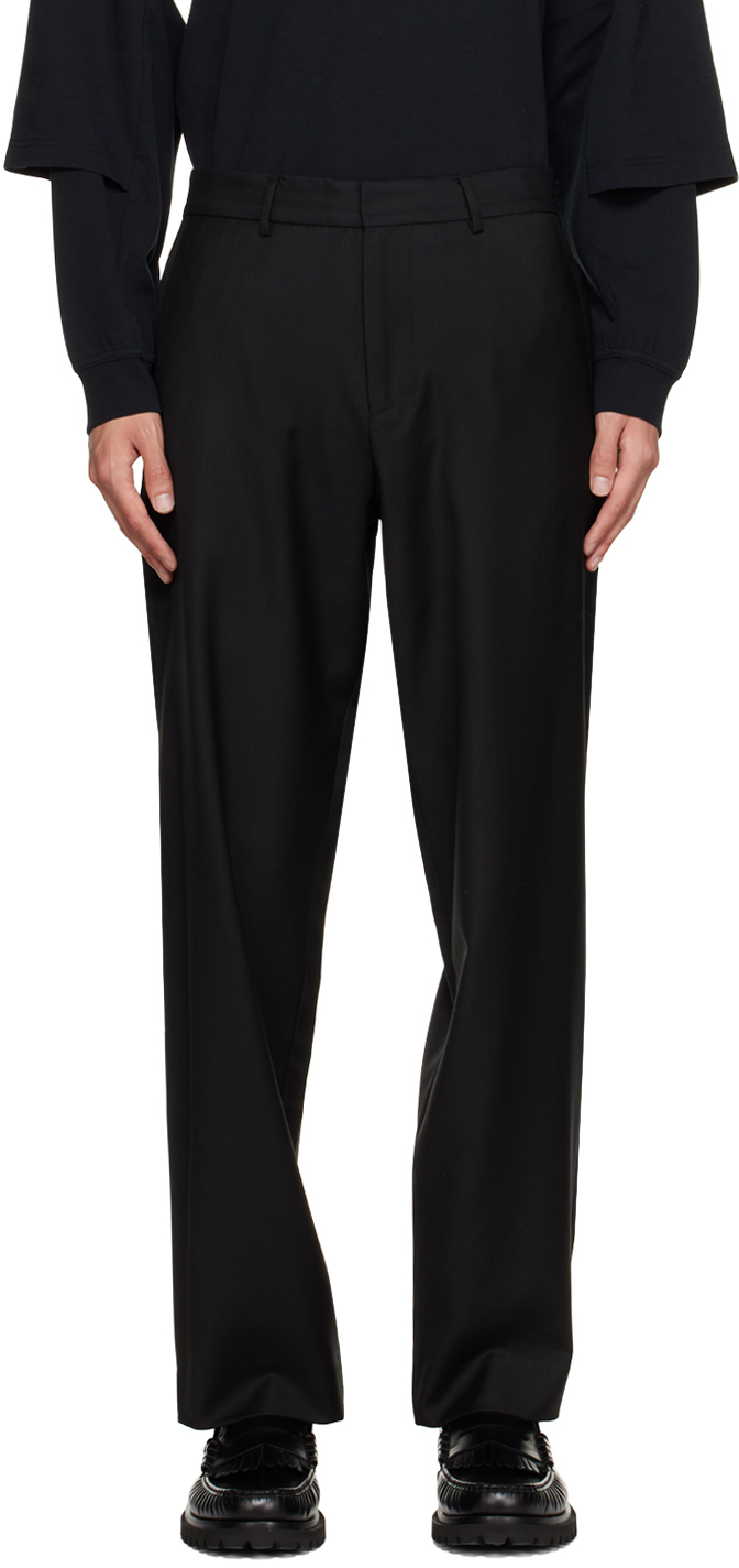 Black Straight Trousers by WYNN HAMLYN on Sale