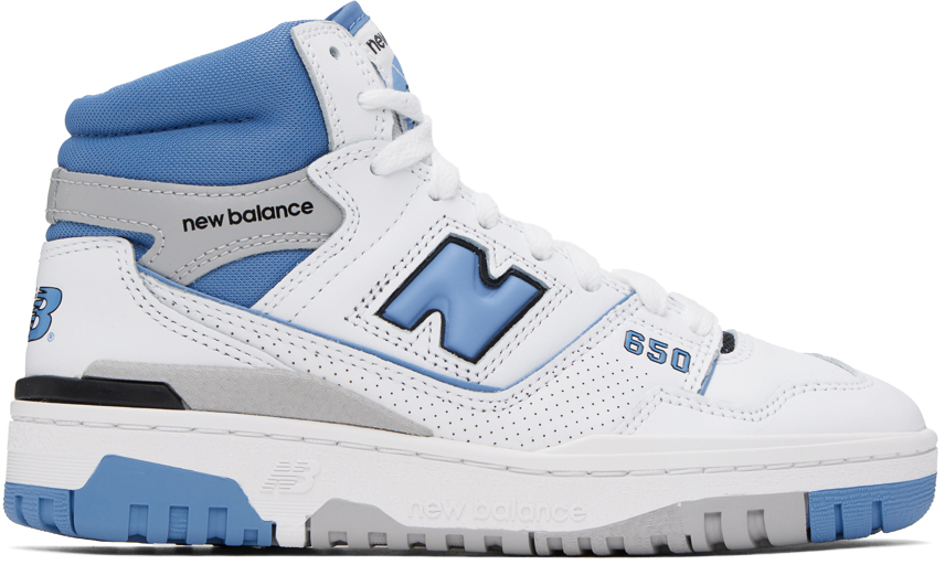 Shop New Balance White & Blue 650 Sneakers In White/heritage Blue