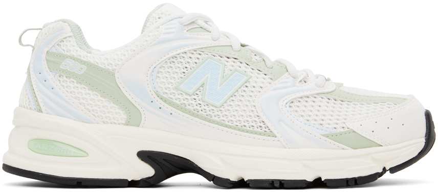NEW BALANCE WHITE & GREEN 530 SNEAKERS