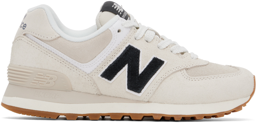 White & Black 574 Sneakers by New Balance on Sale