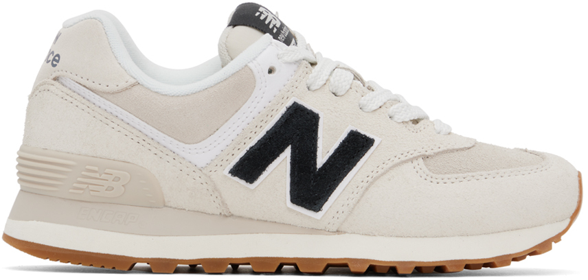 New Balance Women's 574 Low Top Sneakers In White/black