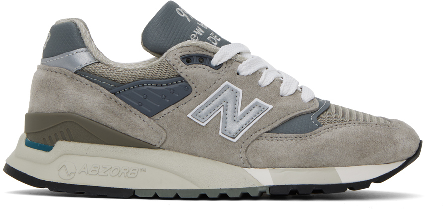 Shop New Balance Taupe Made In Usa 998 Core Sneakers In Grey/silver