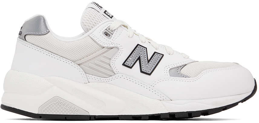New Balance White & Gray 580 Sneakers In White/sea Salt