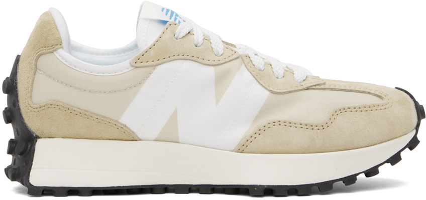 New Balance White & Beige 327 Sneakers