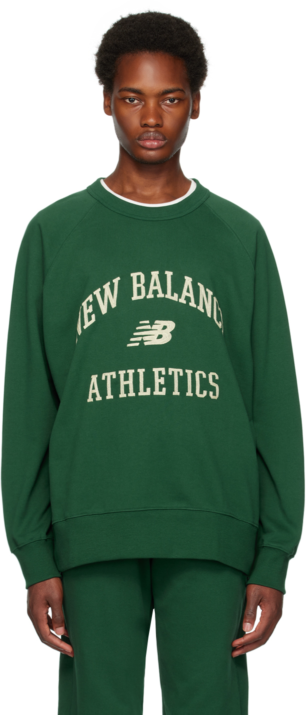 New Balance: Green Athletics Varsity Sweatshirt | SSENSE