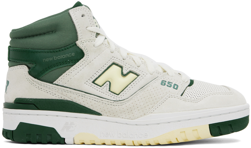 Shop New Balance Off-white & Green 650 Sneakers In Sea Salt/nightwatch