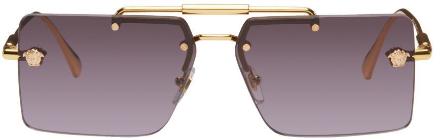 Versace Gold Medusa Glam Sunglasses In 100278 Gold