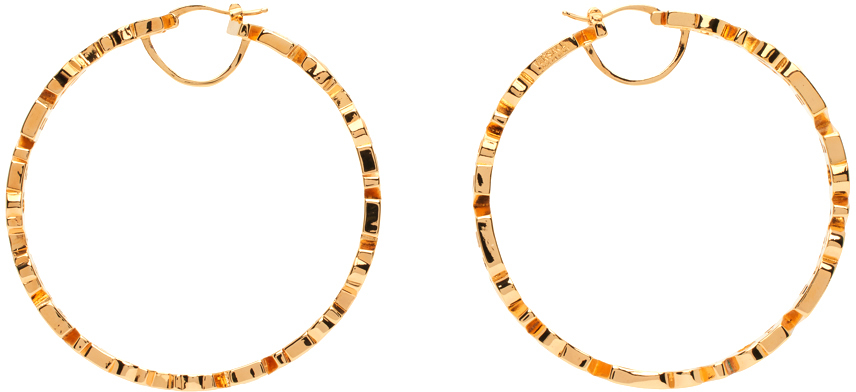 Versace: Gold Logo Hoop Earrings | SSENSE