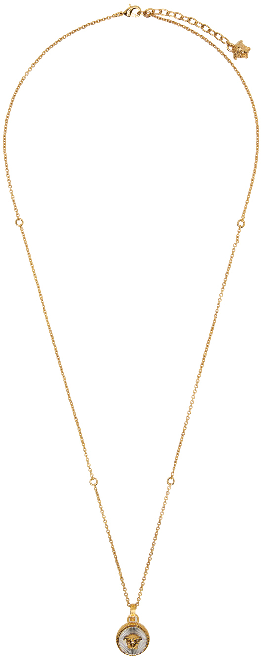 Versace Gold & Silver Medusa Necklace In 4j080 Gold/palladium