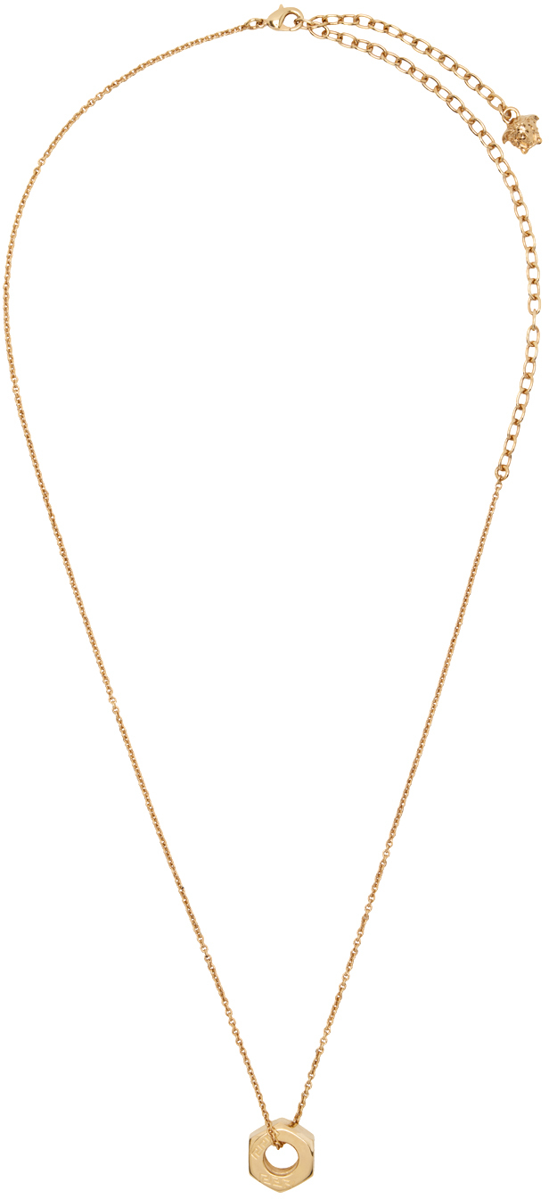 Versace Gold Nuts & Bolts Greca Necklace In 3j000- Gold