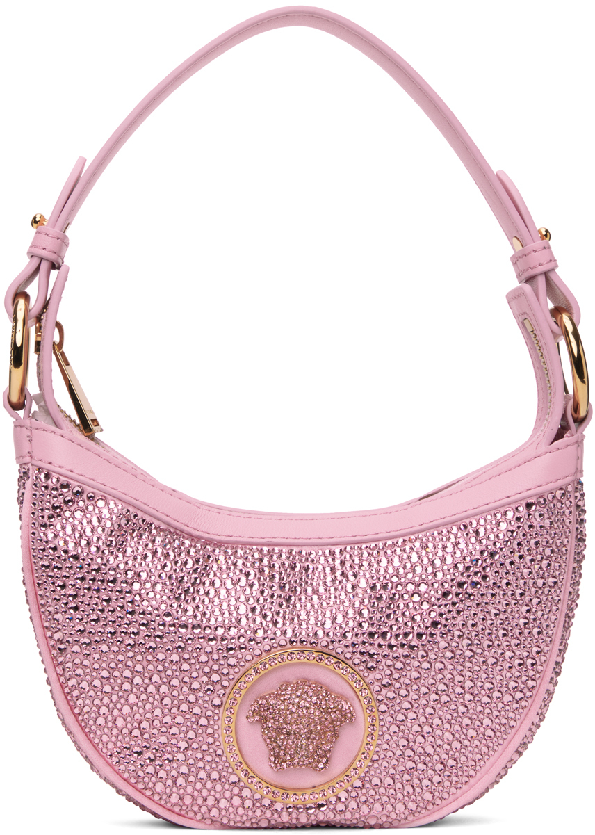 Versace Pink Mini Crystal Repeat Bag - 1p88v-pale Pink-vers