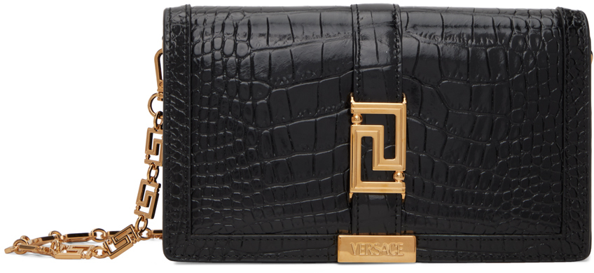 Versace Black Greca Goddess Chain Shoulder Bag