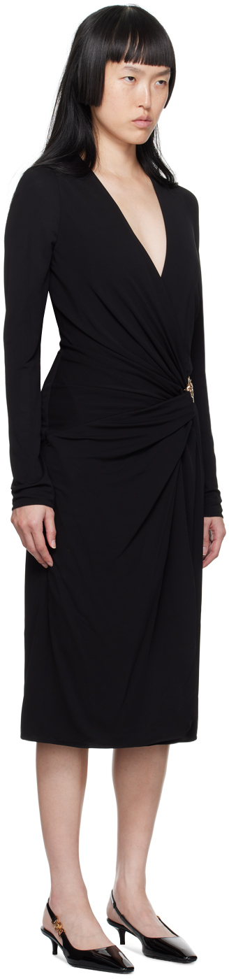 Versace Satin Dress With Safety Pin In 1b000-black