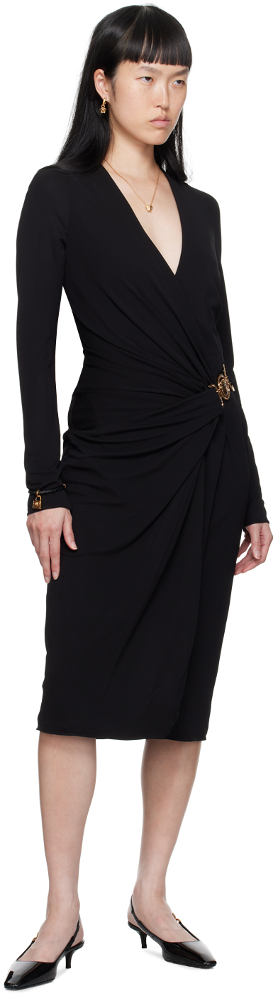 Versace Satin Dress With Safety Pin In 1b000-black